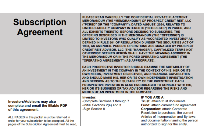 PCRED subscription agreement